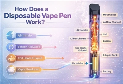 Bagaimanakah pena vape pakai buang berfungsi?